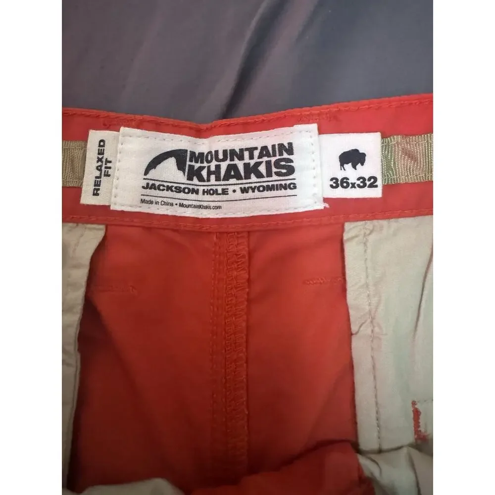 Mountain Khakis Men’s‎ 36x32 Orange Outdoor Pants Relaxed Fit Casual